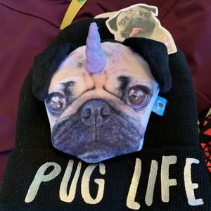 NWT DOUG the PUG UNICORN CHANGE PURSE & BEANIE HAT